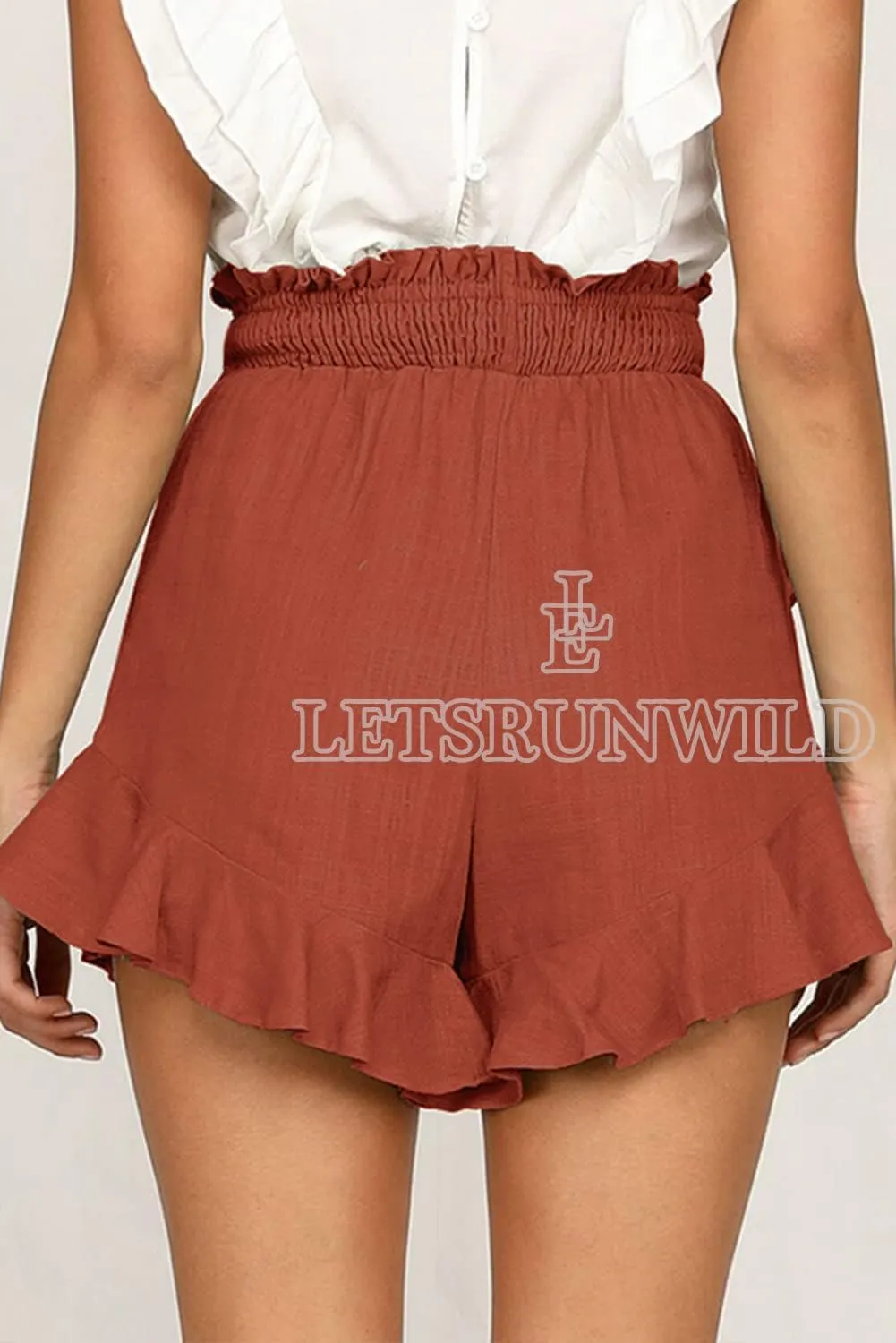 LETSRUNWILD Women's Mini Skirt Skort Ruffle Trendy Beach Cotton High Waisted Flowy Wrap Shorts for Summer