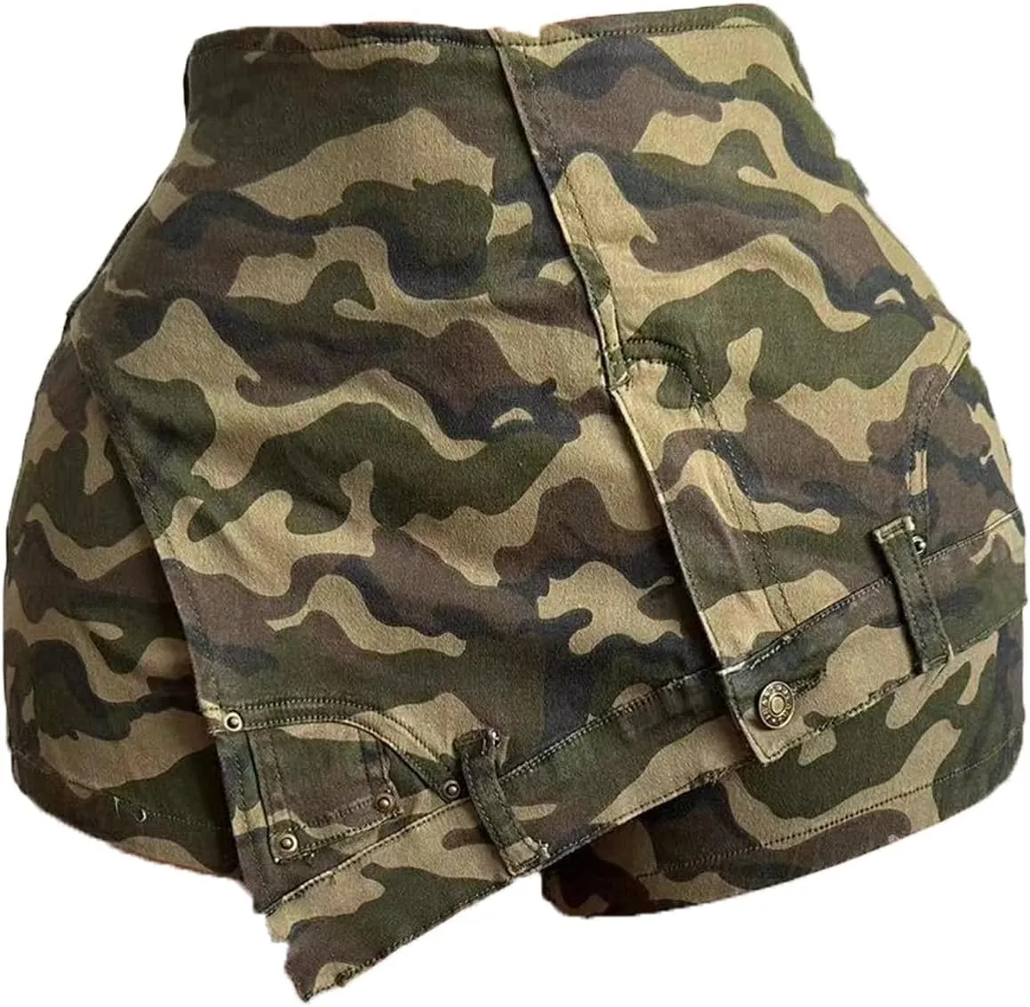 LETSVDO Women's Denim Shorts Cargo Y2k High Waisted Asymmetrical Wrap Stretch Jean Skort Skirts Summer Casual 2024