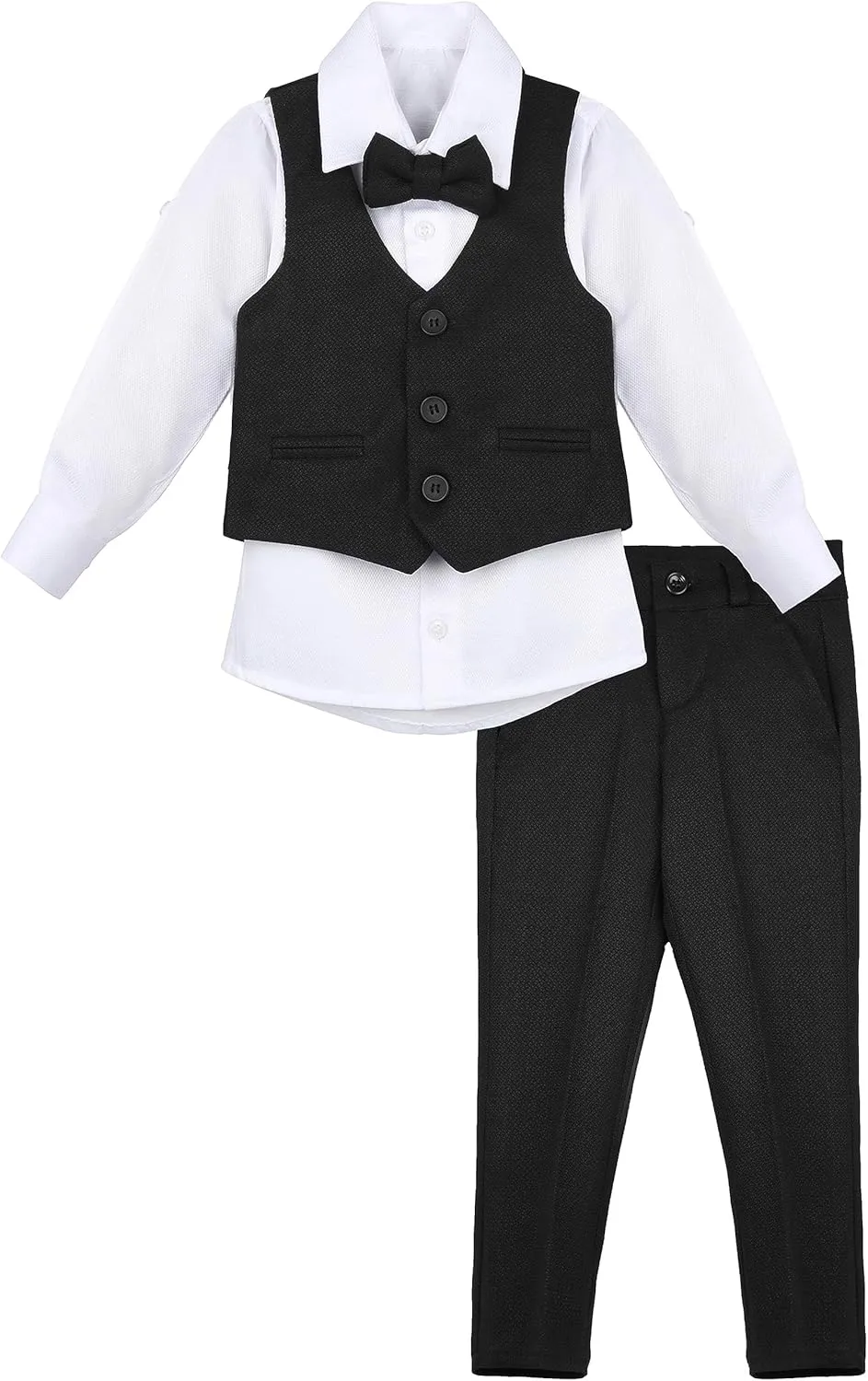 Lilax Boys Formal Suit 4 Piece Vest, Pants and Tie Dresswear Suit Set