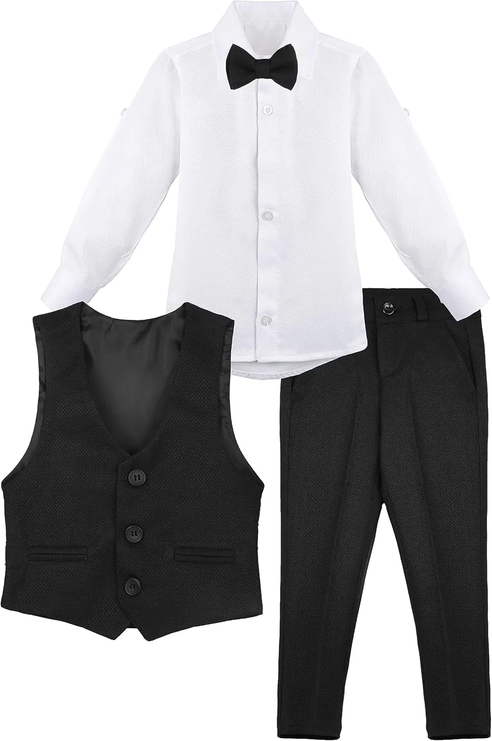 Lilax Boys Formal Suit 4 Piece Vest, Pants and Tie Dresswear Suit Set