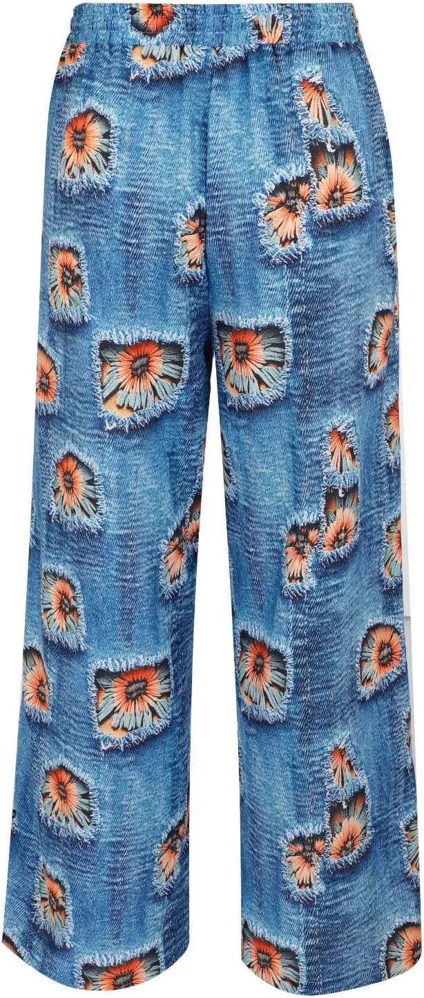 Linen Crop Pants for Women Pockets Straight Printed Color Casual Pants Loose Long Trousers Beach Palazzo Harem