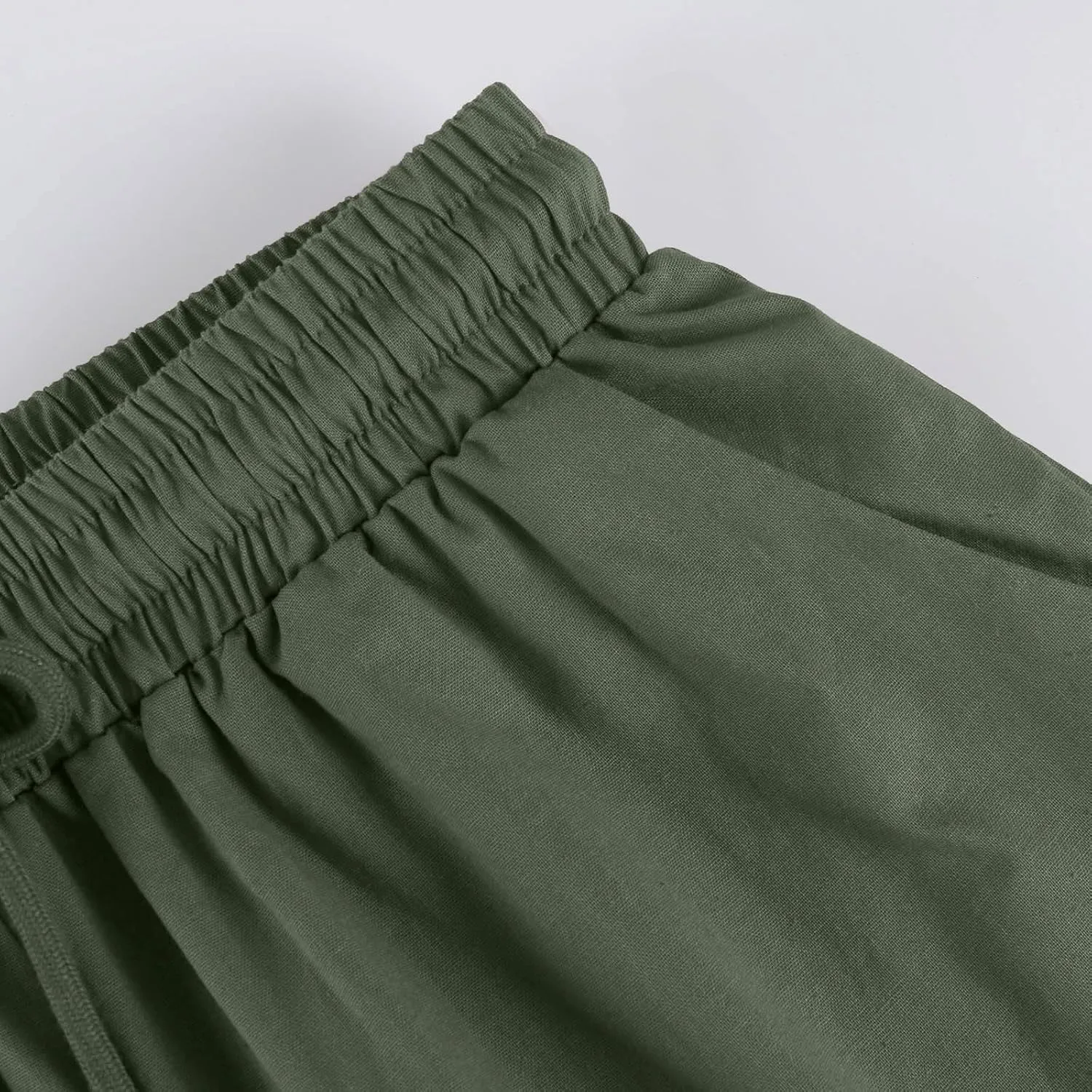 Linen Drawstring Pants for Women Lightweight Shorts High Waisted Casual Summer Drawstring Beach Vacation Outfit
