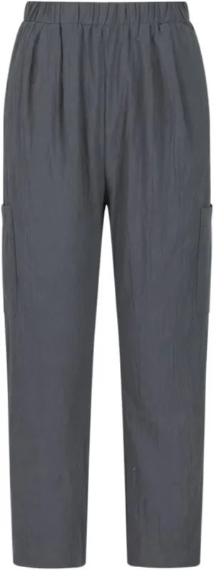Linen Pants for Women Summer Beach Straight Leg Trousers Casual Elastic Waist Breathable Slacks Pants with Pocket
