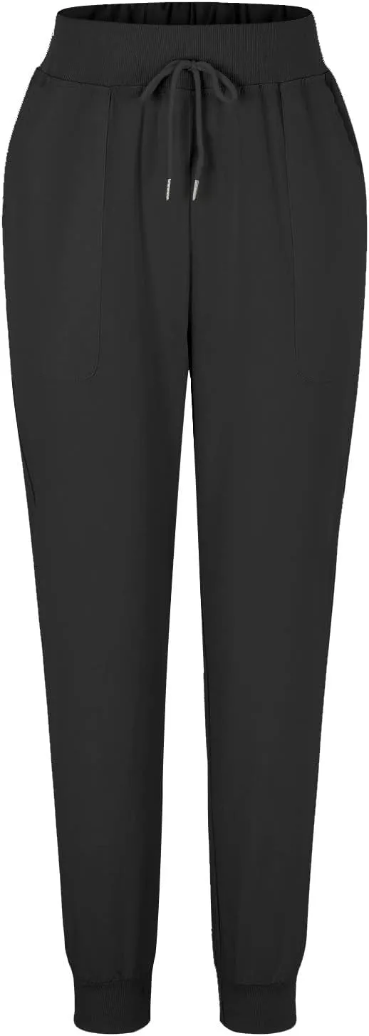 Linen Pants for Women Summer Comfy Breathable Casual Pants Drawstring Elastic Waist Baggy Long Trousers with Pockets