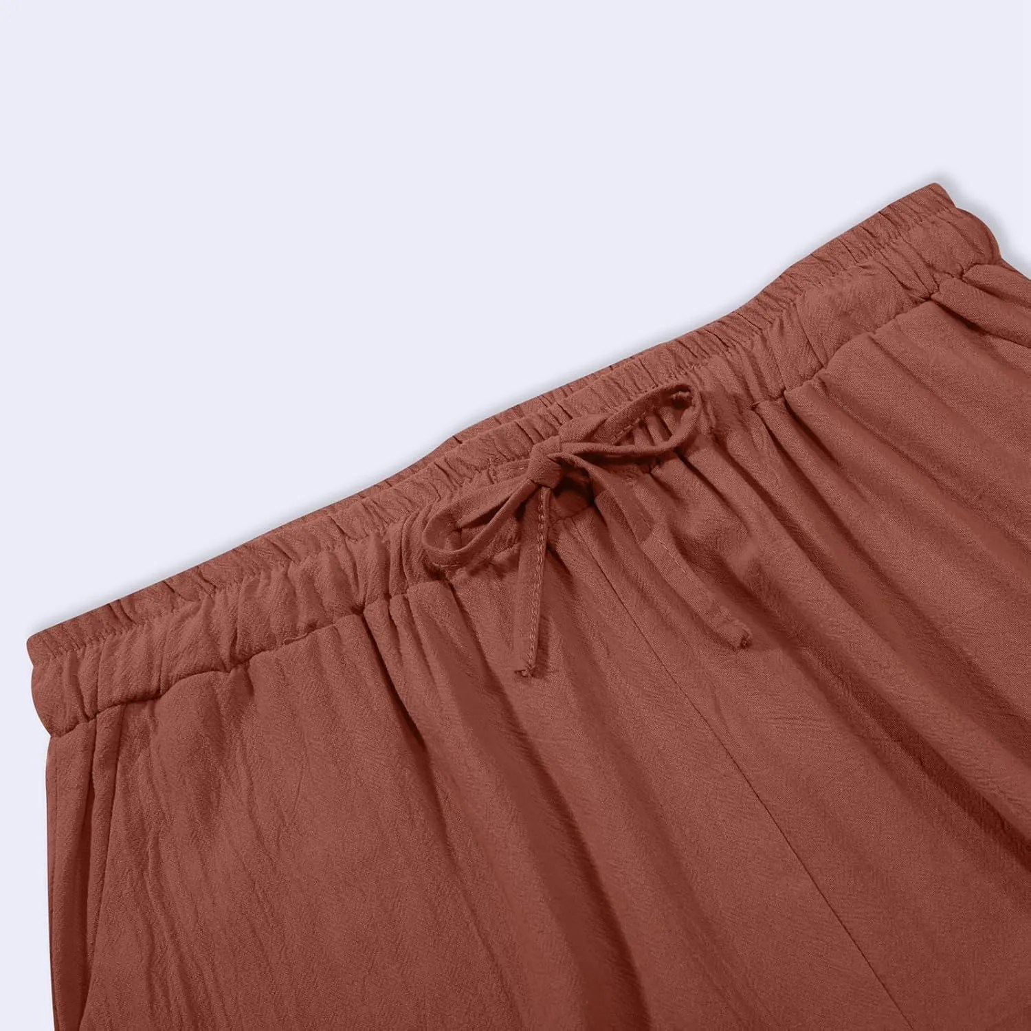 Linen Pants Women Casual Summer Loose Solid Color Boho Plus Size High Waisted Linen Pants Straight Trousers with Pockets