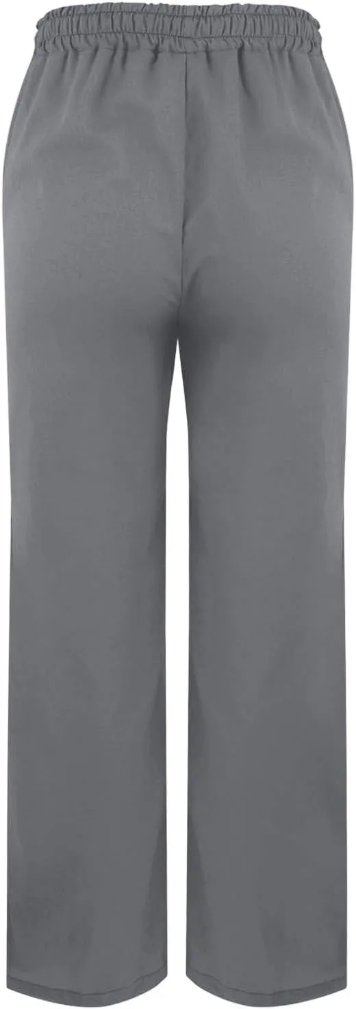 Linen Pants Women High Waist Drawstring Trousers Straight Leg Pants Side Slit Elastic Waist Slacks with Pockets