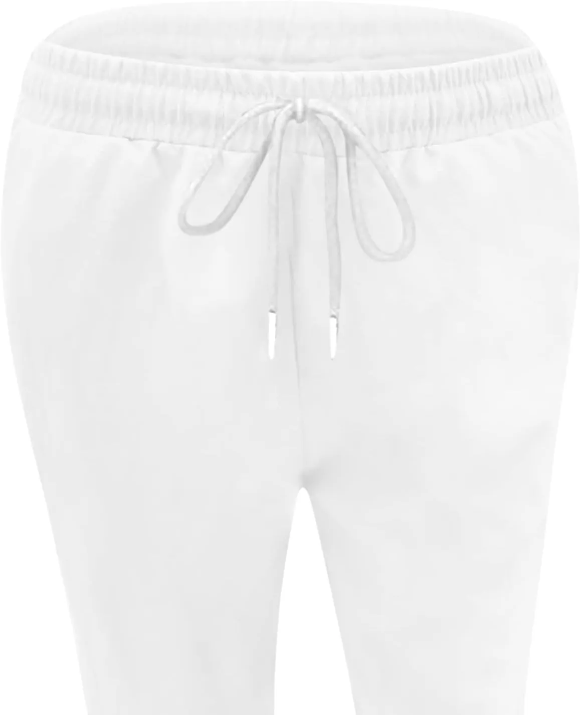 Linen Pants Women Summer Casual Lounge Pants Elastic High Waisted Long Pants Loose Fit Trousers with Pockets Slacks