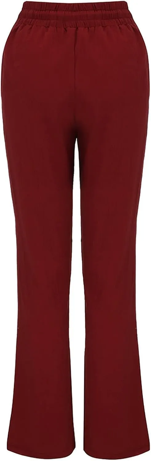 Linen Solor Pants for Women 2025 Summer Wide Leg Casual High Waisted Drawstring Pants Beach Long Lounge Trousers