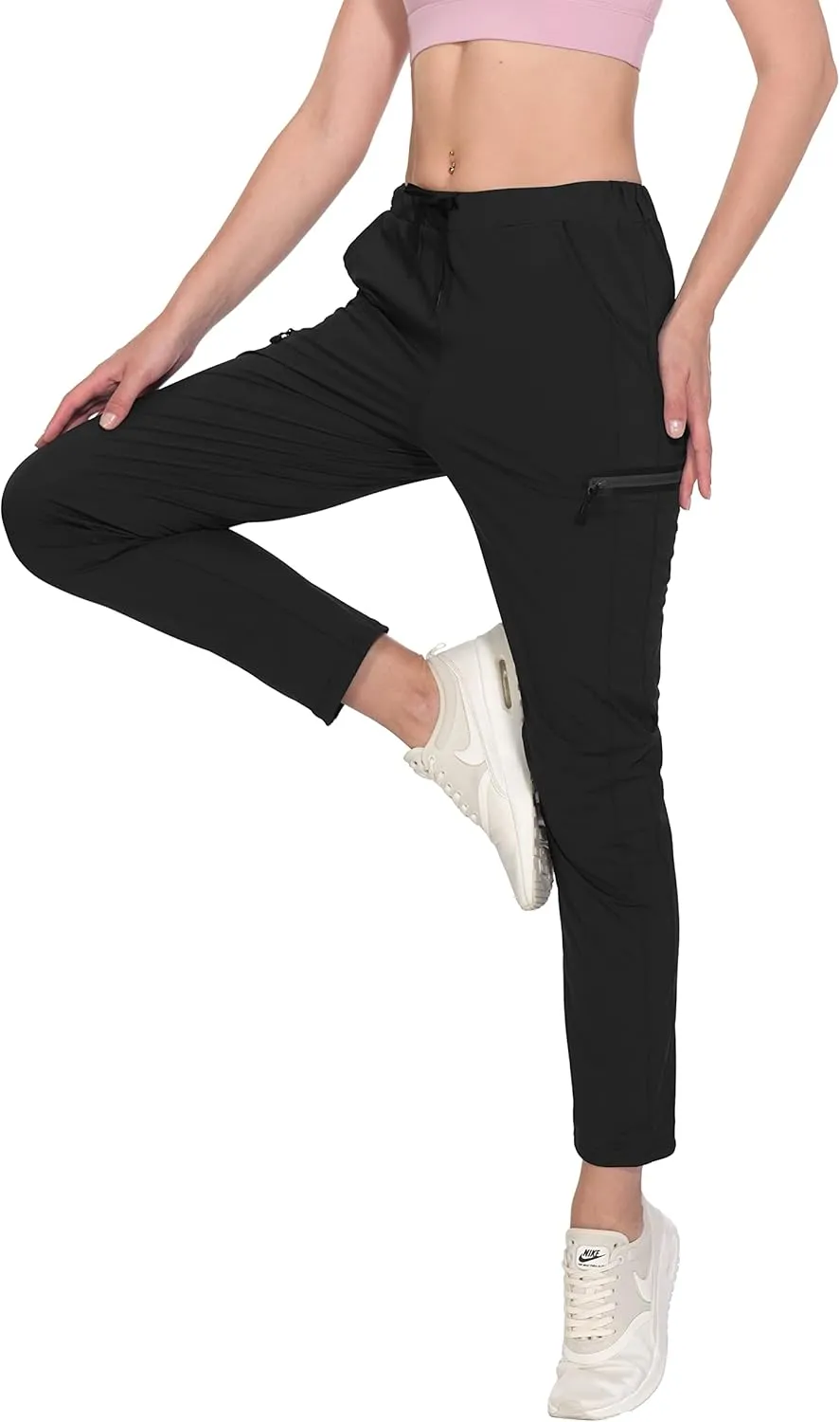 Little Donkey Andy Women's Ultra-Stretch Quick Dry Lightweight Ankle Pants Drawstring Active Travel Hiking