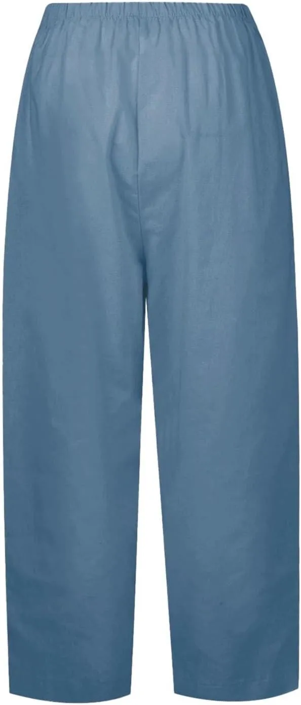 Loose Fit Linen Pants for Women 2024 Casual Summer Comfy Wide Leg Palazzo Pants Lounge Yoga Beach Pants with Pockets