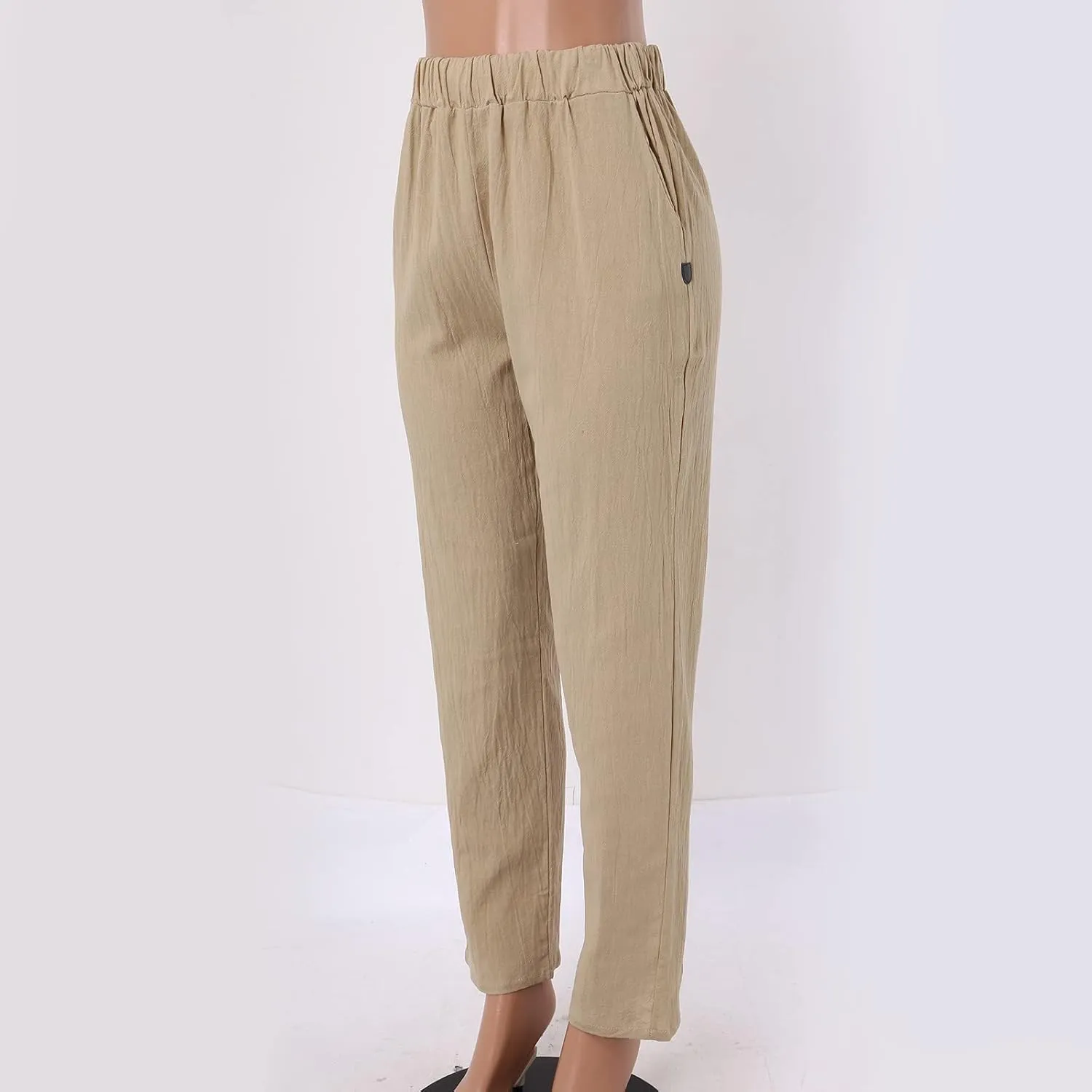 Loose Trousers For Women High Waisted Wide Leg Pants Linen Pants Summer Boho Dressy Ankle Cropped Pant Baggy Capris