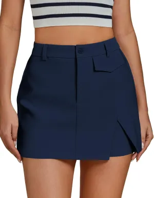 luvamia Skorts for Woman Dressy Casual Summer High Waisted Trendy Pocket Dress Shorts Mini Split Skort Skirt with Shorts