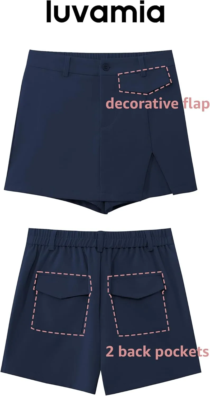 luvamia Skorts for Woman Dressy Casual Summer High Waisted Trendy Pocket Dress Shorts Mini Split Skort Skirt with Shorts