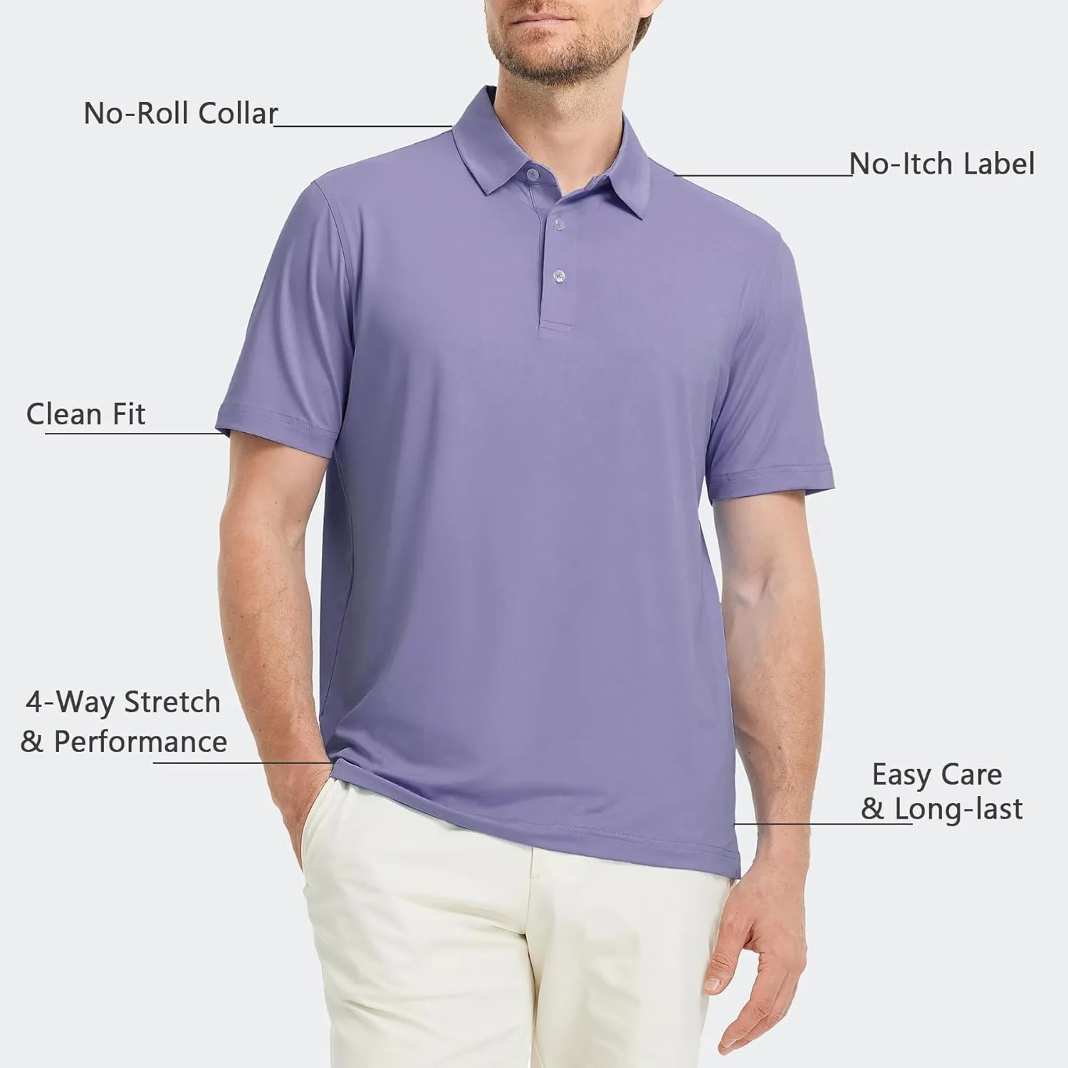 M MAELREG Golf Shirts for Men Dry Fit Moisture Wicking Performance Solid Collared Casual Mens Polo Shirts Short Sleeve