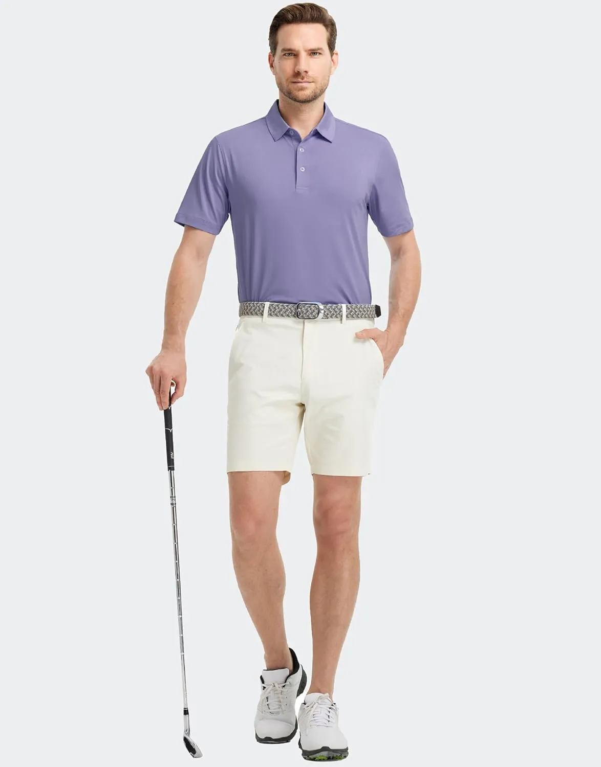 M MAELREG Golf Shirts for Men Dry Fit Moisture Wicking Performance Solid Collared Casual Mens Polo Shirts Short Sleeve