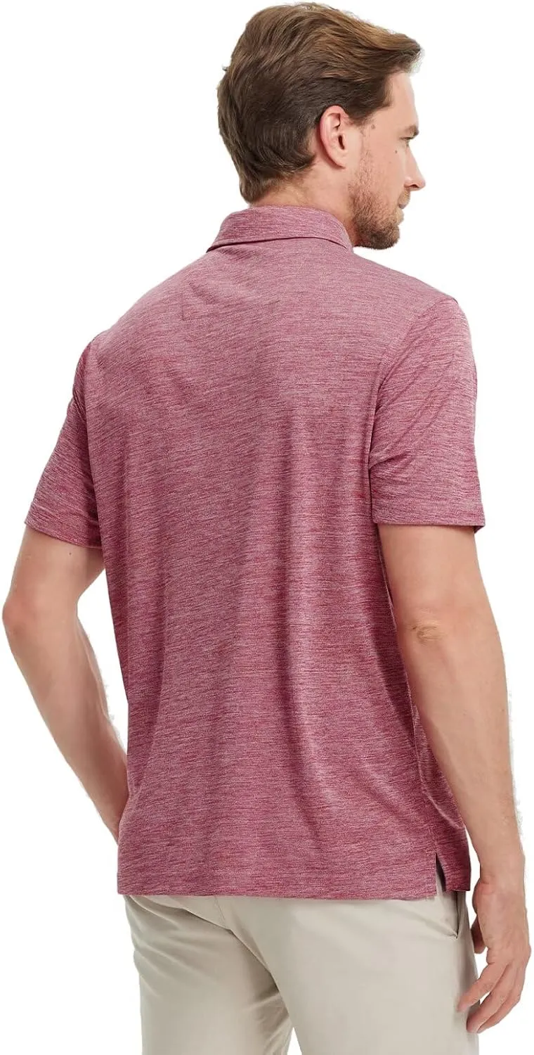 M MAELREG Mens Golf Shirt Short Sleeve Dry Fit Tech Moisture Wicking Performance Stylish Heather Collared Polo Shirts
