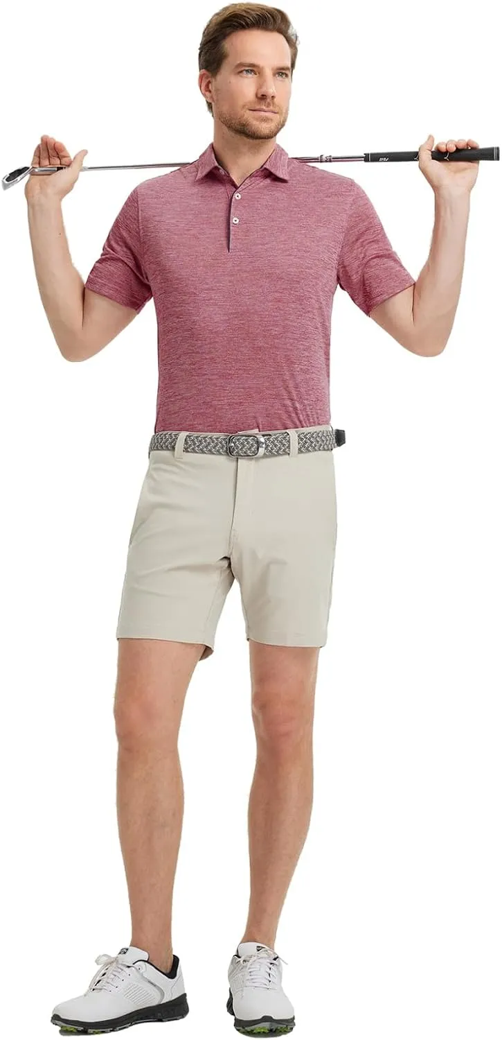 M MAELREG Mens Golf Shirt Short Sleeve Dry Fit Tech Moisture Wicking Performance Stylish Heather Collared Polo Shirts