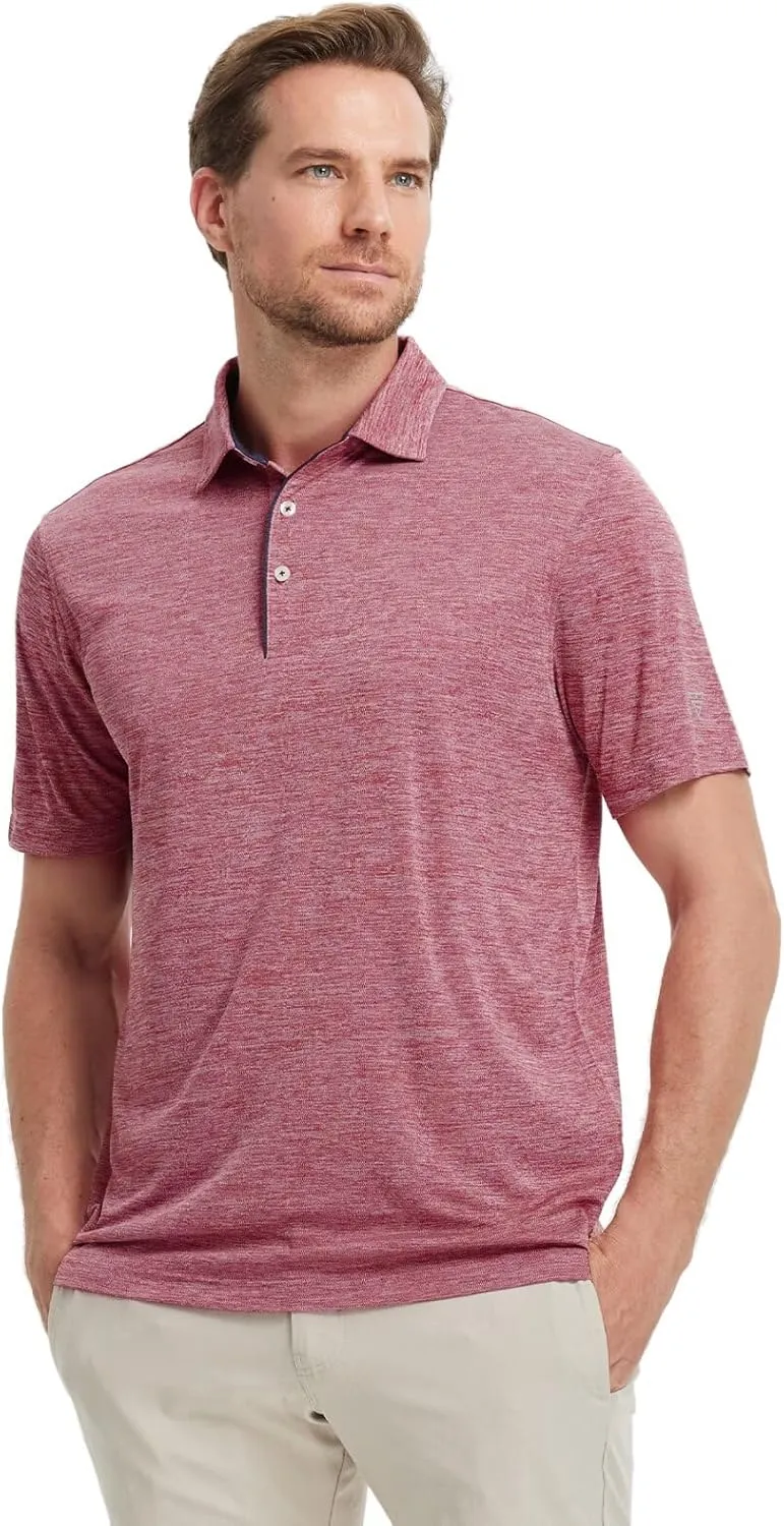 M MAELREG Mens Golf Shirt Short Sleeve Dry Fit Tech Moisture Wicking Performance Stylish Heather Collared Polo Shirts