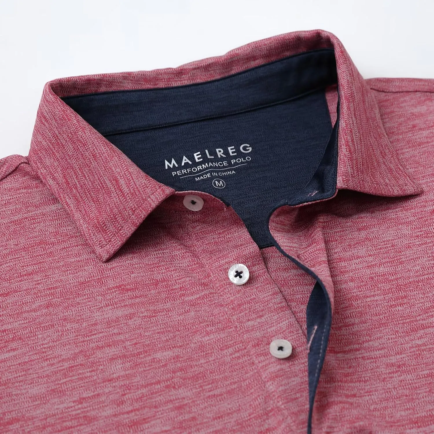 M MAELREG Mens Golf Shirt Short Sleeve Dry Fit Tech Moisture Wicking Performance Stylish Heather Collared Polo Shirts