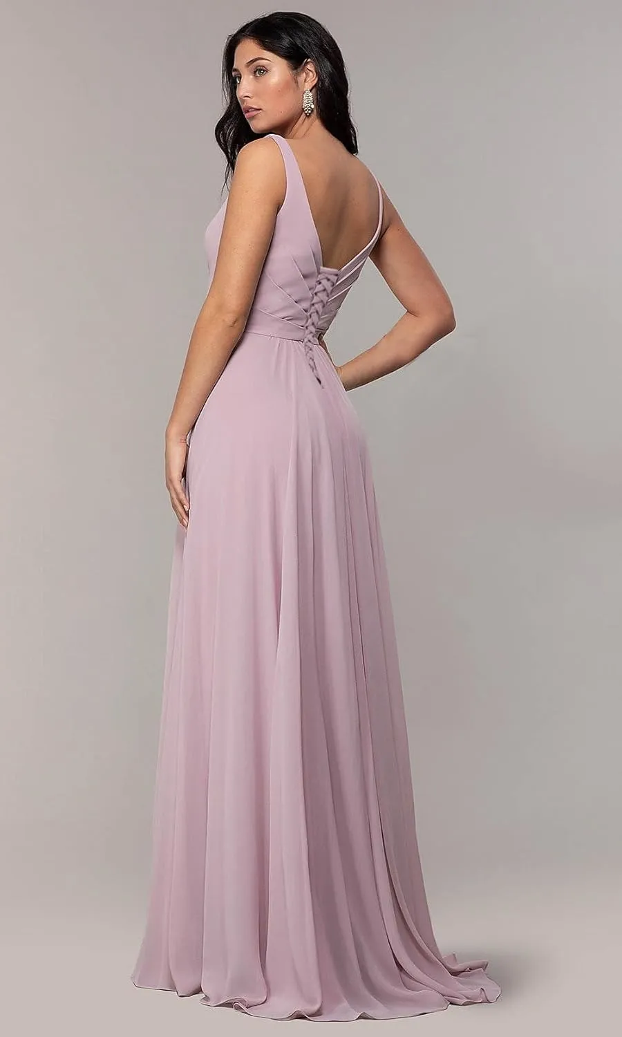 MAGGCIF Women's V Neck Chiffon Bridesmaid Dresses for Women with Slit A Line Long Formal Evening Gown
