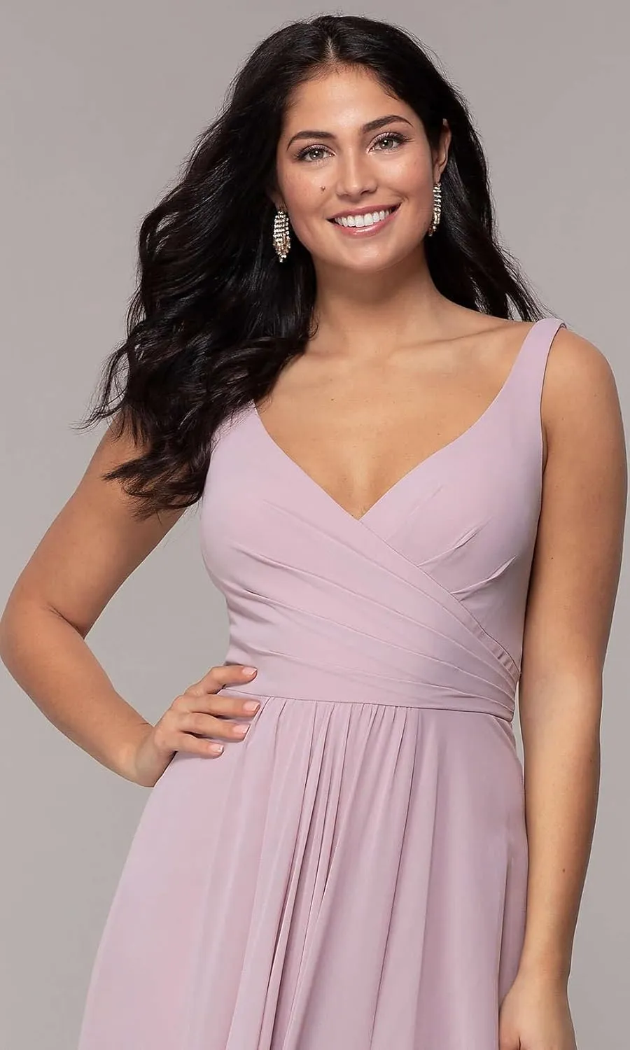 MAGGCIF Women's V Neck Chiffon Bridesmaid Dresses for Women with Slit A Line Long Formal Evening Gown