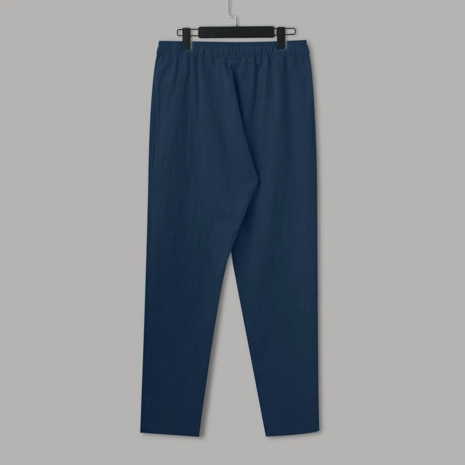 Men Linen Pants Solid Causal Pant Outdoor Vacation Beach Trousers Lightweight Open Bottom Waist Slacks for Summer