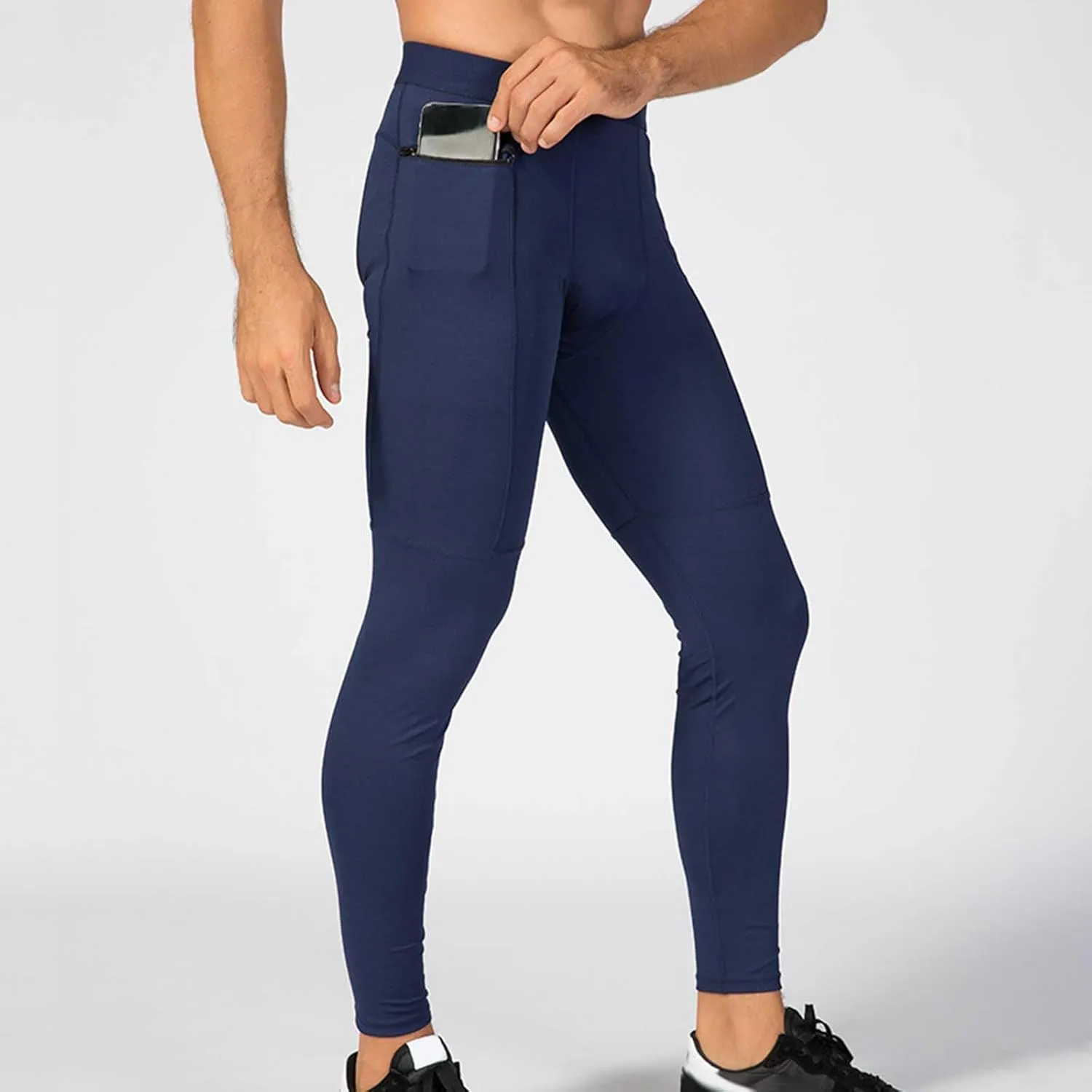 Men's Active Yoga Leggings Pants Running Dance Tights with Pockets Cycling Workout Pants Quick Dry Joggers