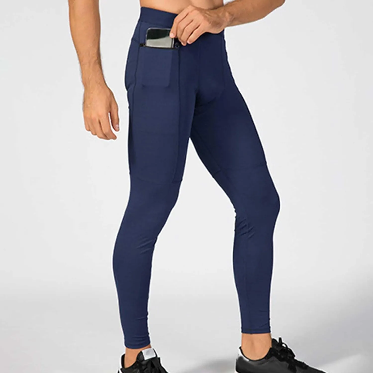 Men's Active Yoga Leggings Pants Running Dance Tights with Pockets Cycling Workout Pants Quick Dry Joggers