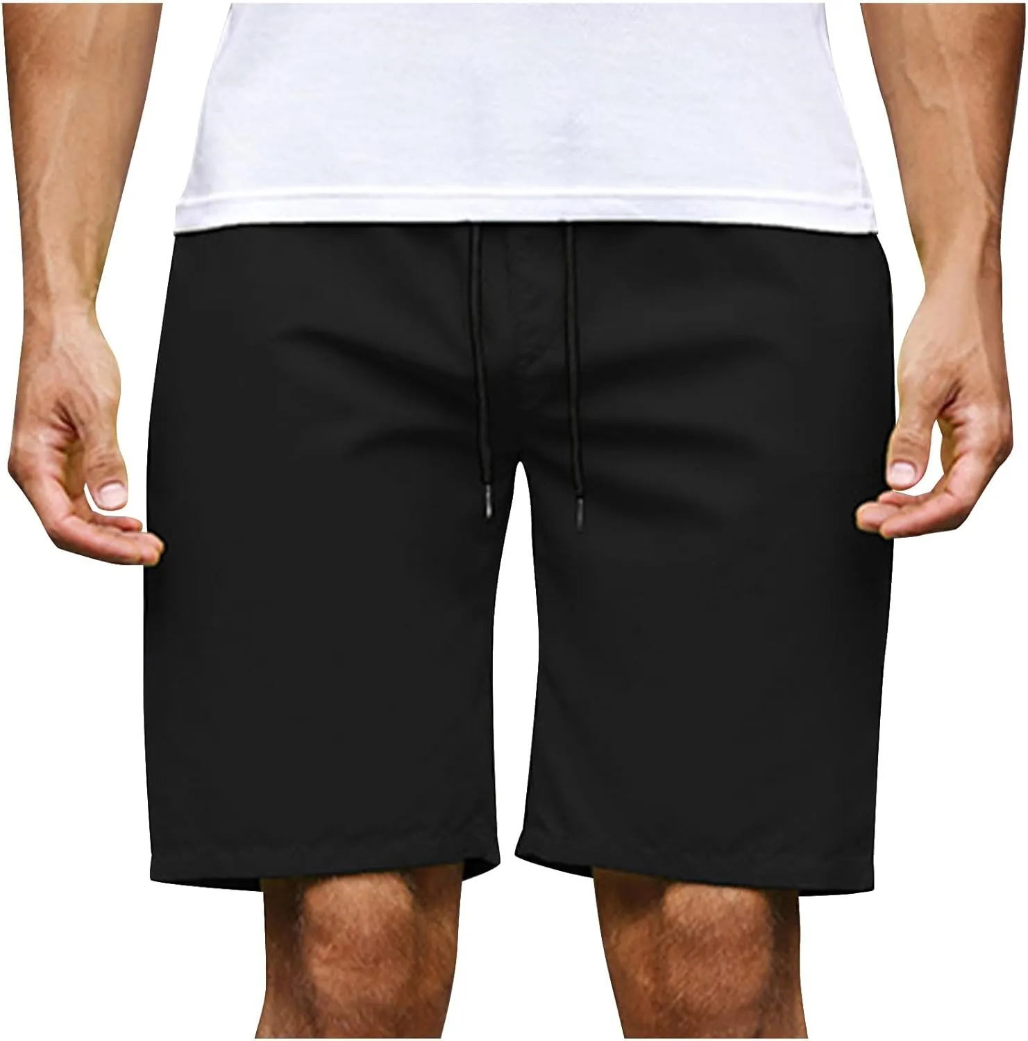 Mens Bermuda Shorts Summer Casual Short Length Trousers Running Shorts Half Pants with Pockets for Gym Sports Work Cycling