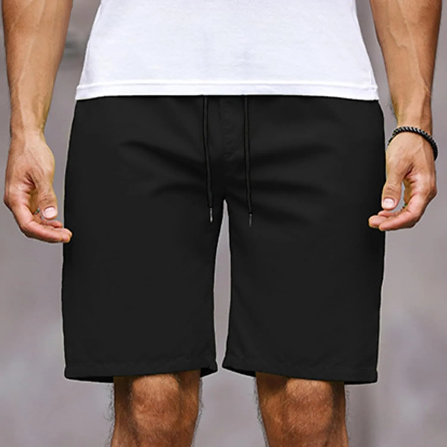 Mens Bermuda Shorts Summer Casual Short Length Trousers Running Shorts Half Pants with Pockets for Gym Sports Work Cycling