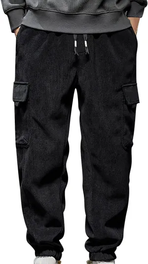 Mens Cargo Pants Elastic Waist Hiking Pants Multi Pockets Classic Fit Comfort Utility Cargo Work Pants Regular Fit