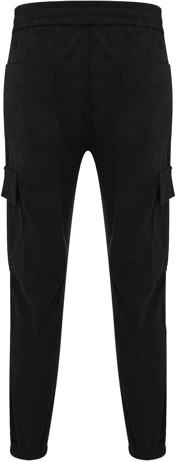 Mens Cargo Pants Elastic Waist Hiking Pants Multi Pockets Classic Fit Comfort Utility Cargo Work Pants Regular Fit