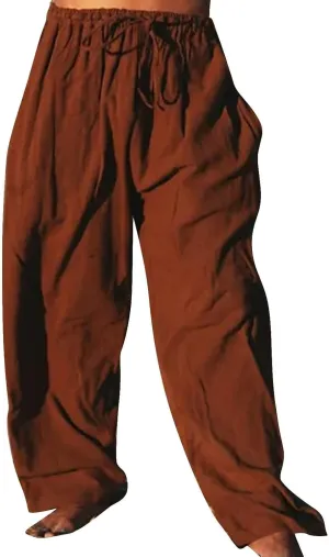 Mens Casual Cotton Linen Pleated Pants Elastic Waist Drawstrings Wide Leg Yoga Hippie Harem Pant Loose Fit Summer Trousers