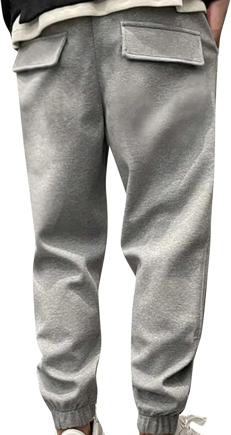 Mens Casual Pants Fall Baggy Sweatpants Comfy Breathable Work Pants Plus Size Wide Leg Pants with Elastic Waist