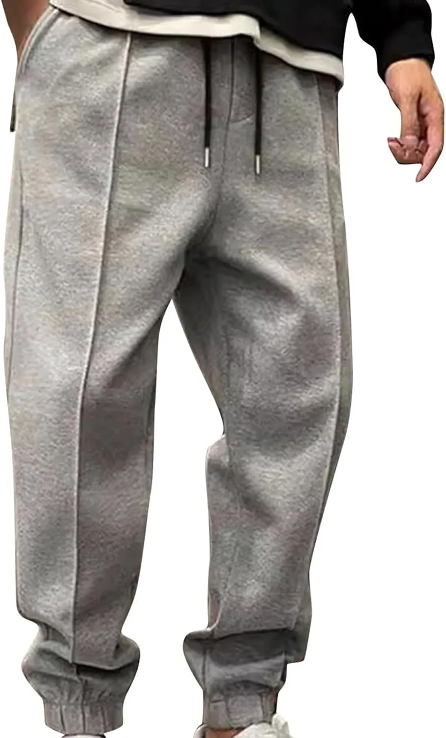 Mens Casual Pants Fall Baggy Sweatpants Comfy Breathable Work Pants Plus Size Wide Leg Pants with Elastic Waist