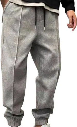 Mens Casual Pants Fall Baggy Sweatpants Comfy Breathable Work Pants Plus Size Wide Leg Pants with Elastic Waist
