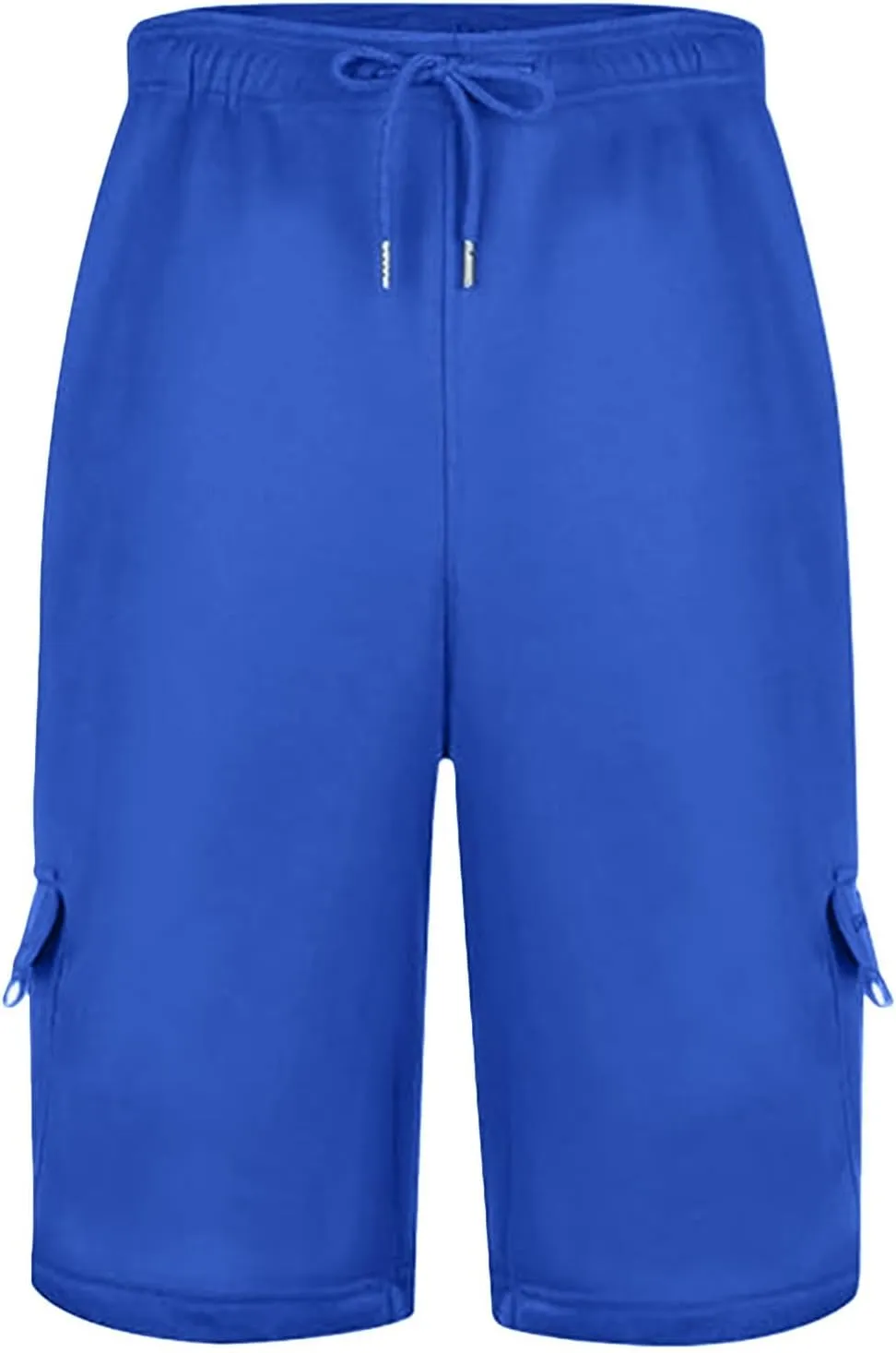 Mens Casual Twill Cargo Shorts Trendy, Cotton Elastic Waist Drawstring Classic Stretch Shorts with Pockets