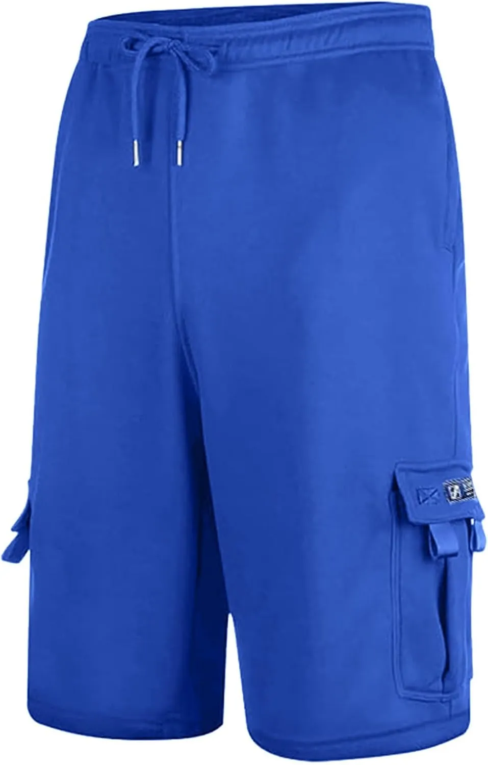 Mens Casual Twill Cargo Shorts Trendy, Cotton Elastic Waist Drawstring Classic Stretch Shorts with Pockets