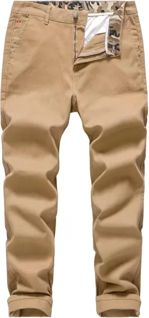 Men's Classic-Fit Straight Casual Fashion Non-Stretch Cotton Chino Pants