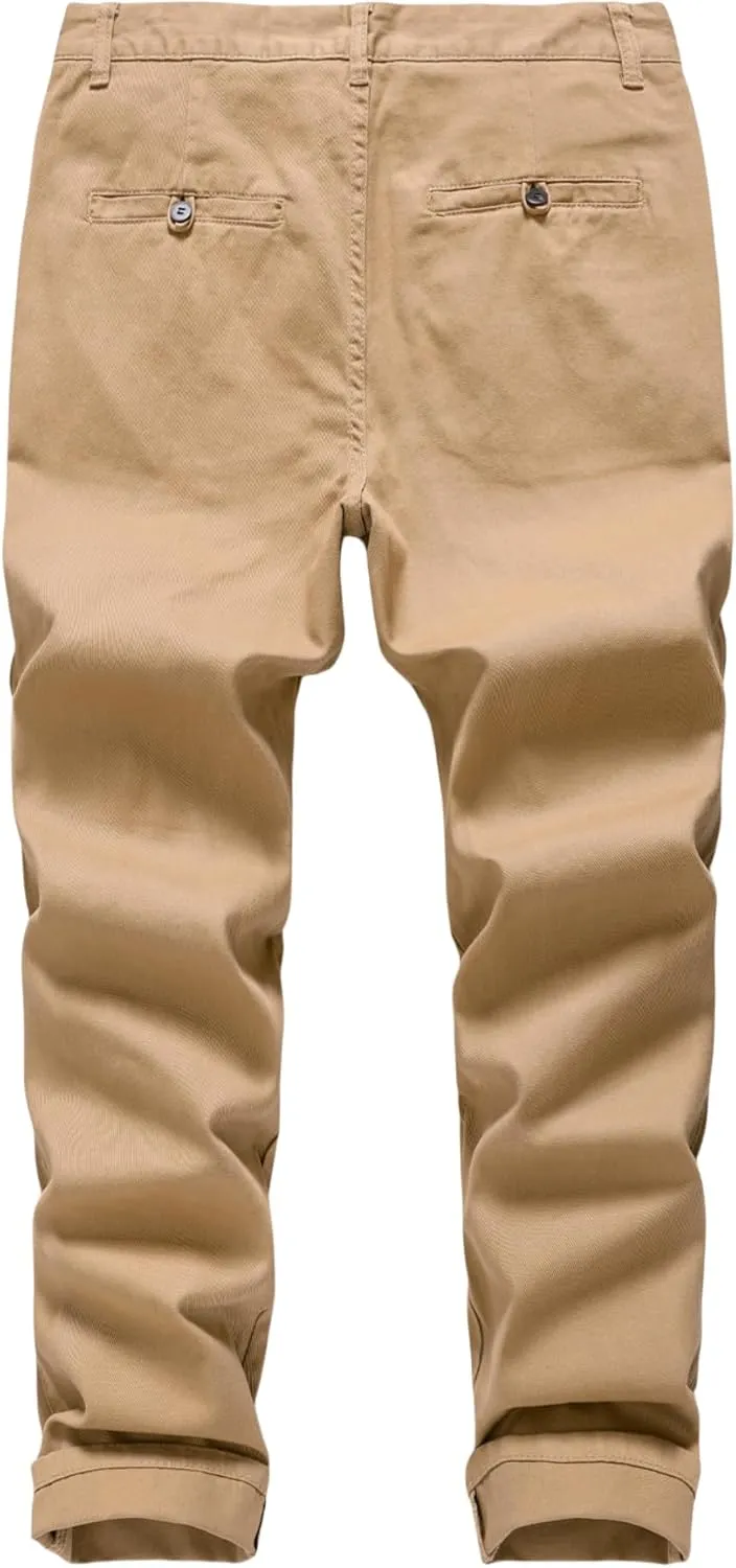 Men's Classic-Fit Straight Casual Fashion Non-Stretch Cotton Chino Pants