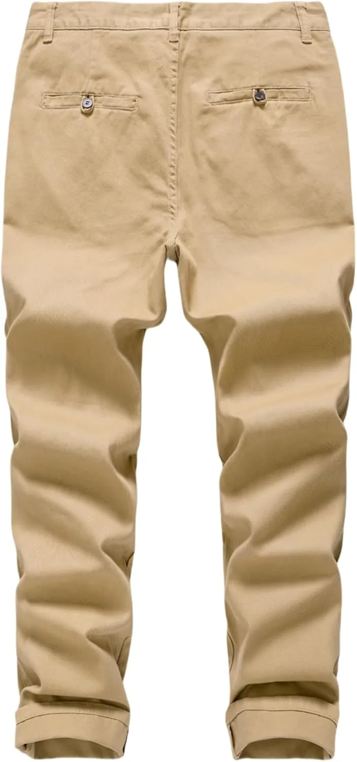 Men's Classic-Fit Straight Casual Fashion Non-Stretch Cotton Chino Pants