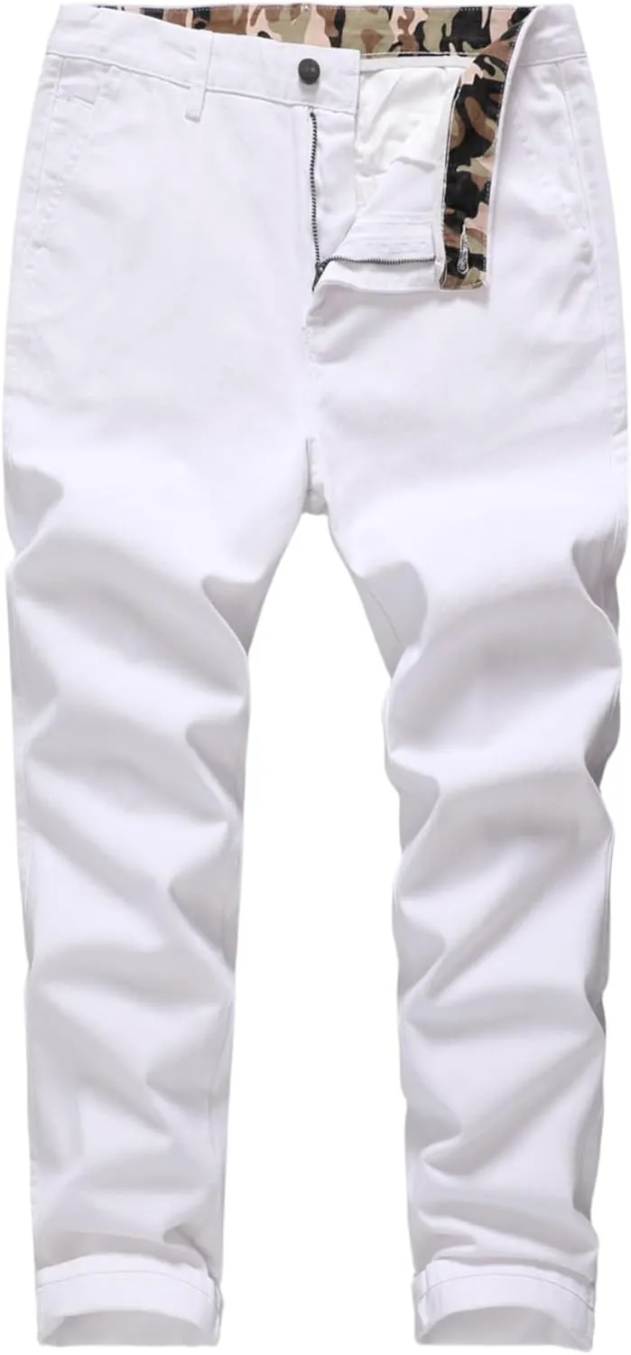 Men's Classic-Fit Straight Casual Fashion Non-Stretch Cotton Chino Pants