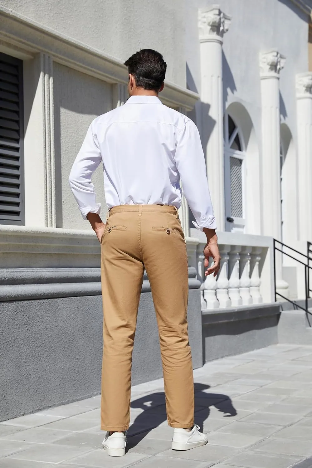 Men's Classic-Fit Straight Casual Fashion Non-Stretch Cotton Chino Pants