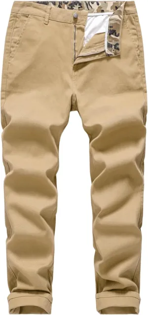 Men's Classic-Fit Straight Casual Fashion Non-Stretch Cotton Chino Pants