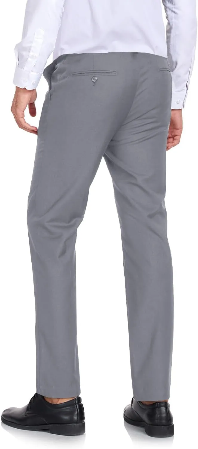 Men's Dress Pants Classic Fit Expandable Waist Casual Flat Front Pant