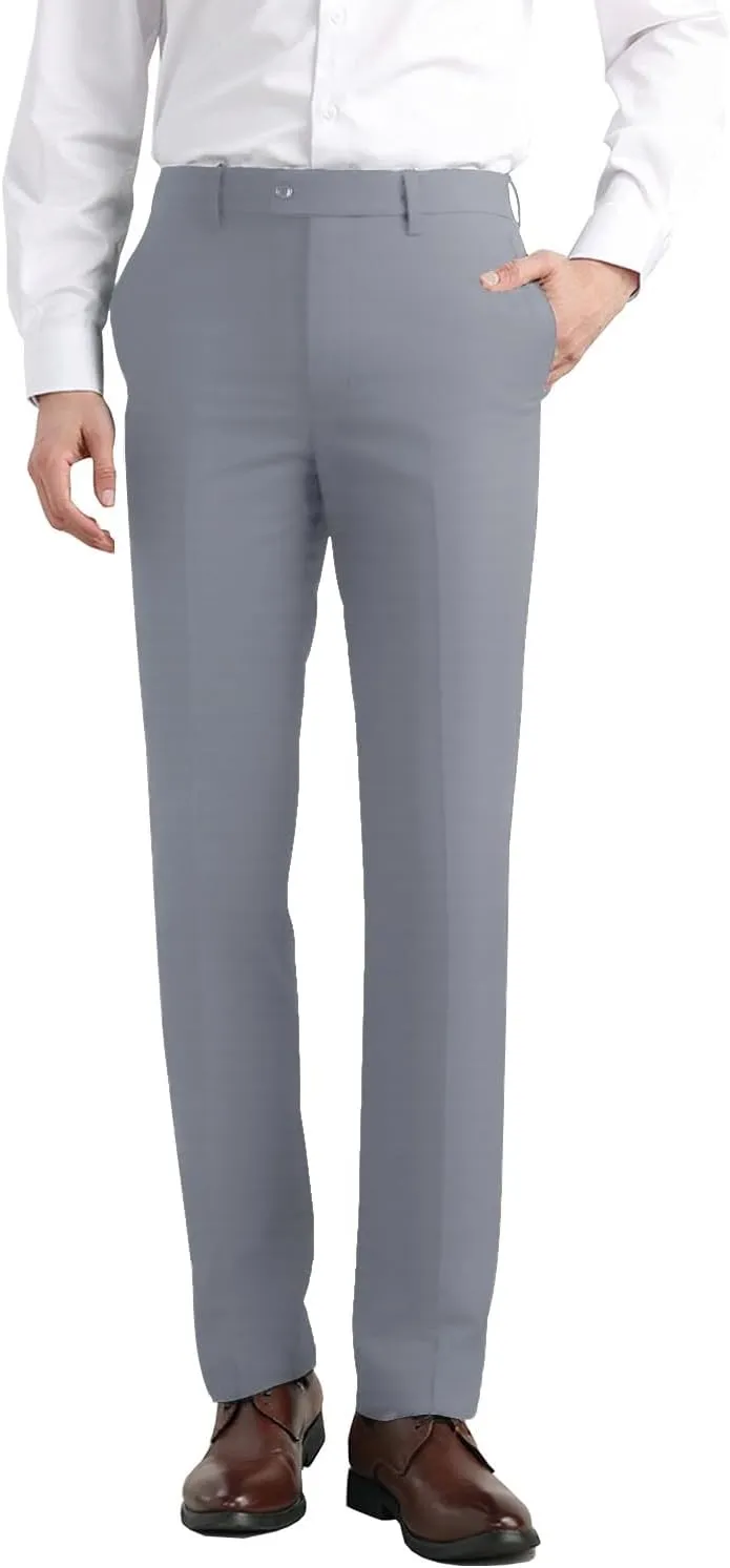 Men's Dress Pants Classic Fit Expandable Waist Casual Flat Front Pant