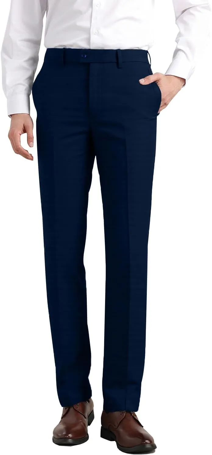 Men's Dress Pants Classic Fit Expandable Waist Casual Flat Front Pant