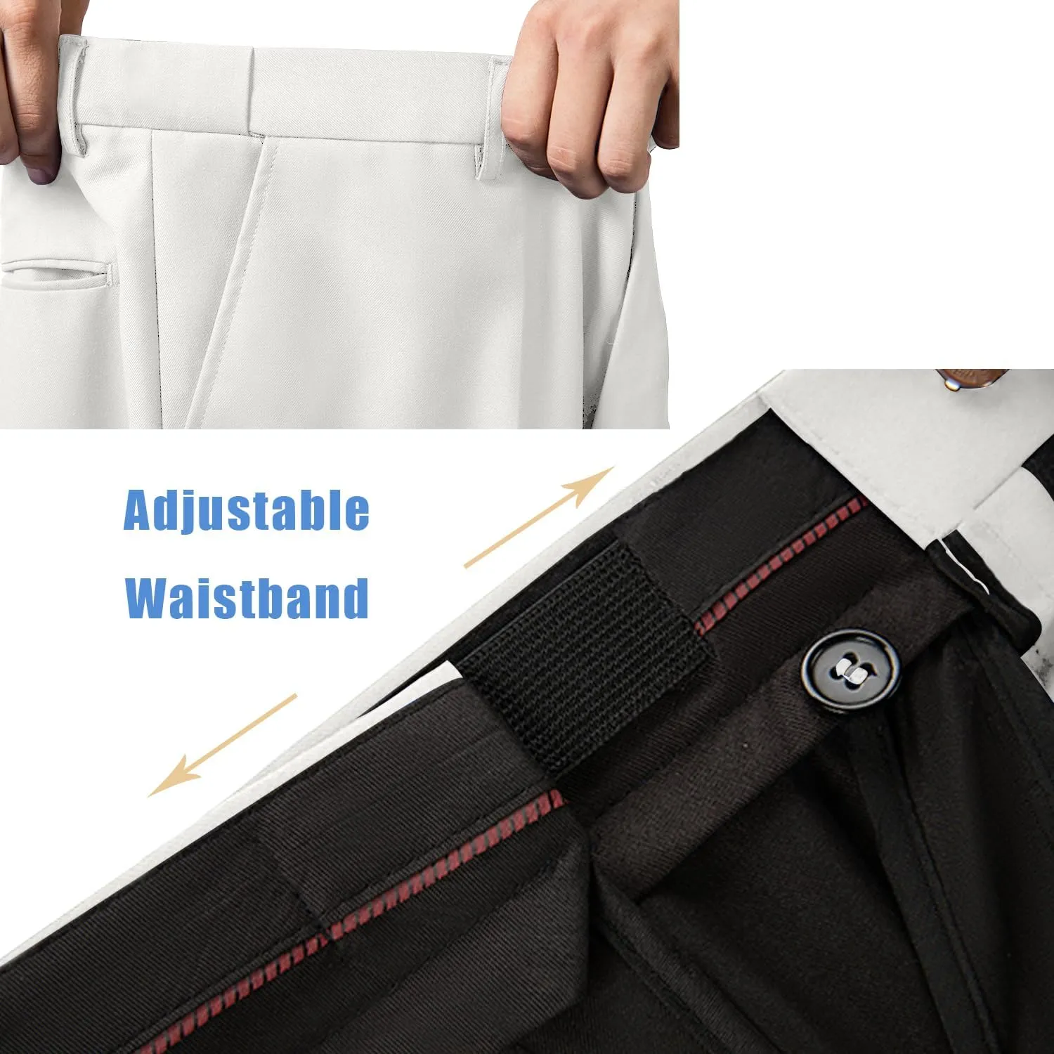 Men's Dress Pants Classic Fit Expandable Waist Casual Flat Front Pant