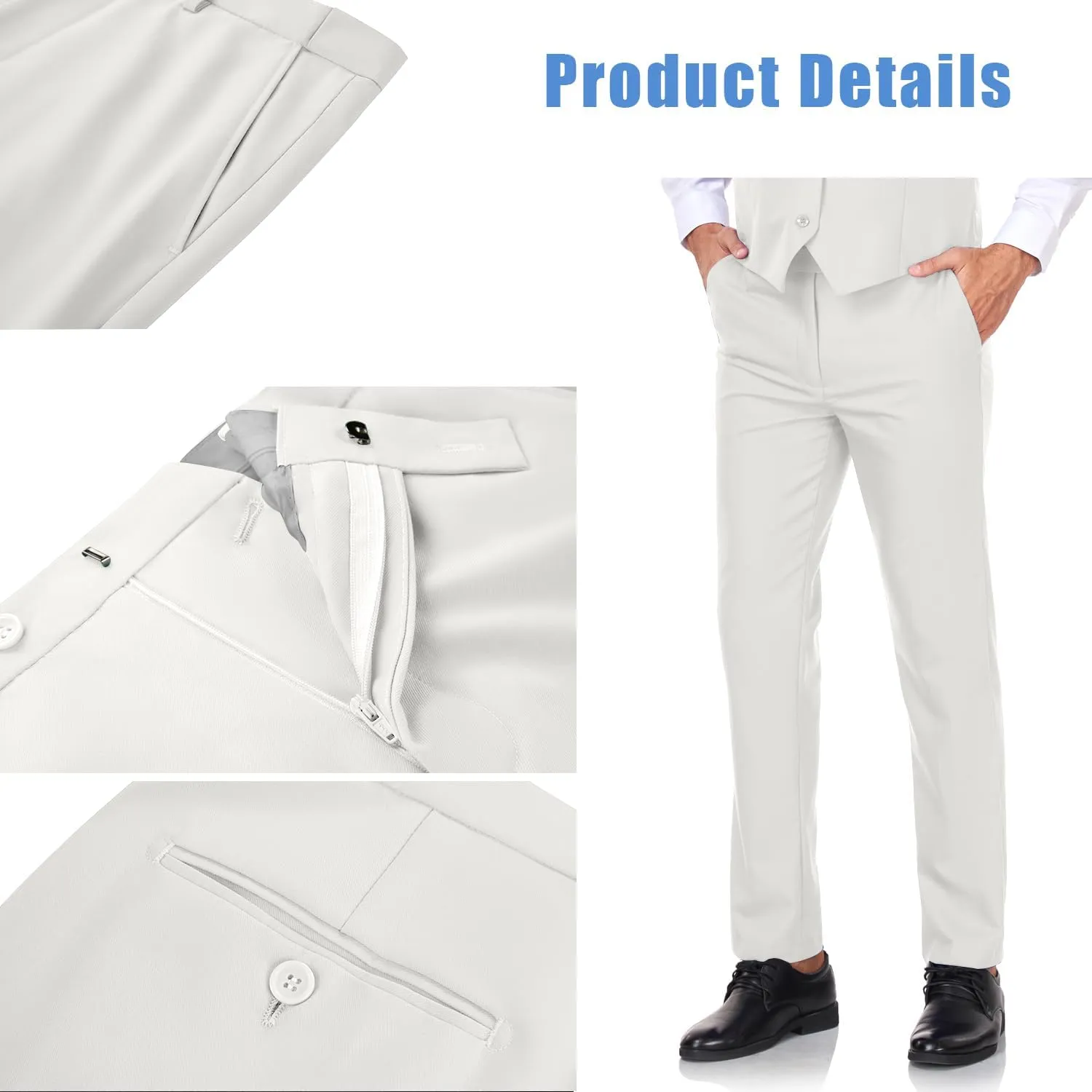 Men's Dress Pants Classic Fit Expandable Waist Casual Flat Front Pant