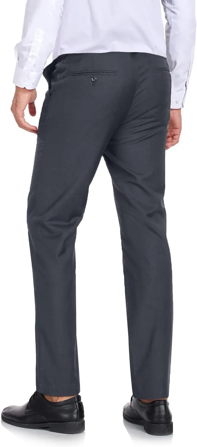 Men's Dress Pants Classic Fit Expandable Waist Casual Flat Front Pant